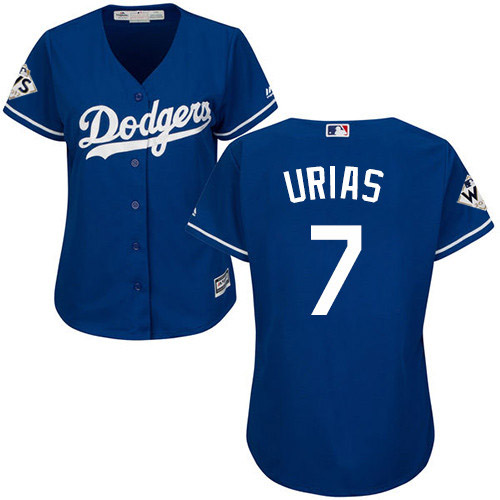 Dodgers #7 Julio Urias Blue Alternate World Series Bound Women's Stitched MLB Jersey - Click Image to Close